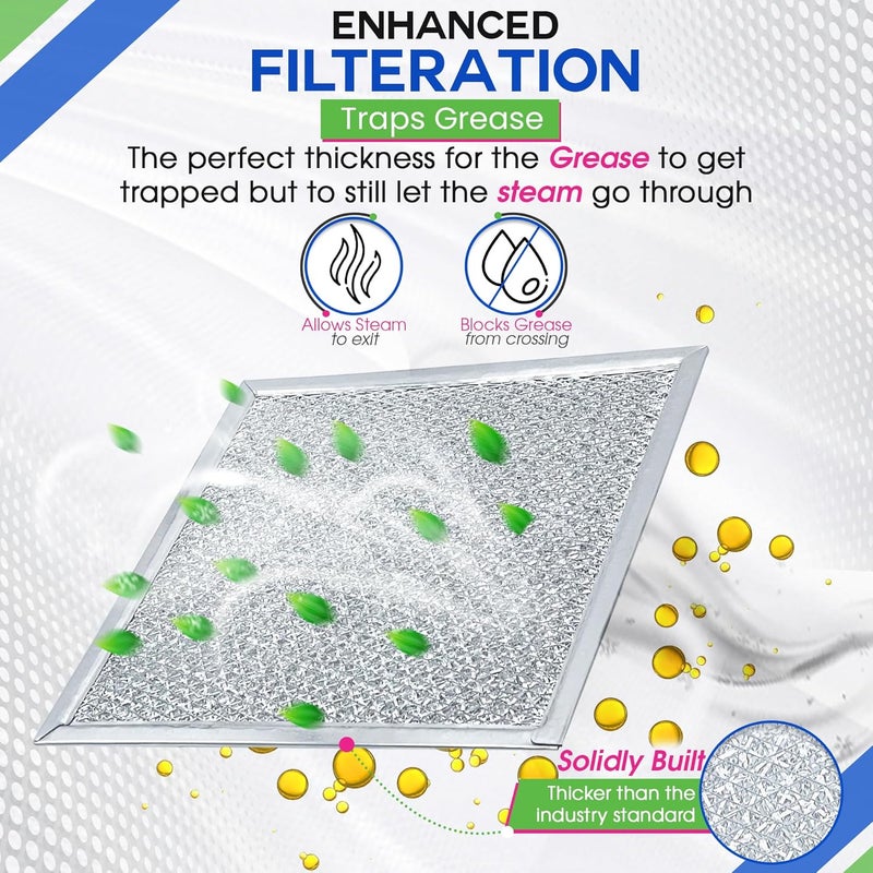 Bagean فلتر تهوية الموقد 8x8 بوصة BCC024600 متوافق مع فلتر غطاء المطبخ استبدال لشفاط المطبخ - شاشة ألمنيوم تمنع الدهون وتصفية الهواء فوق الفرن (عبوة 2) - Image 4